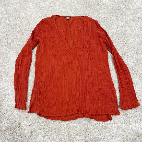 Aerie Women's Rust Colored Long Sleeve Cotton Blouse with Pocket Size S - Picture 7 of 9